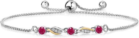 سوار تنس من Gem Stone King من الفضة الإسترلينية عيار 925 والذهب الأصفر عيار 10 قيراط والمويسانتي الأبيض والألماس الأبيض للنساء (0.34 قيراط، قابل للتعديل بالكامل حتى 9 بوصة) in Saudi Arabia