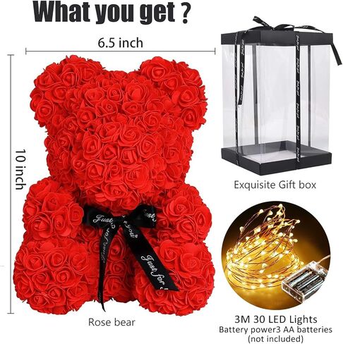 Rose Teddy Bear, Rose Bear Teddy Bear,10" Flower Bears with Lights, Rose Bear Foam Artificial Flower,Lighted Up Rose Teddy Bear Gift for Valentines Day, Mothers Day, (A-Royal Blue) in Saudi Arabia