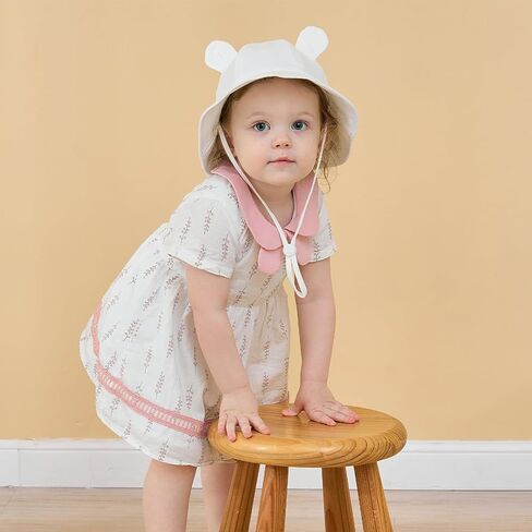 POMIJIAN Baby Sun Hat Girls UPF 50+ Beach Kids Hats Boys Wide Brim Cute Toddler Bucket Hat Floppy Infant Sun Hats in Kuwait