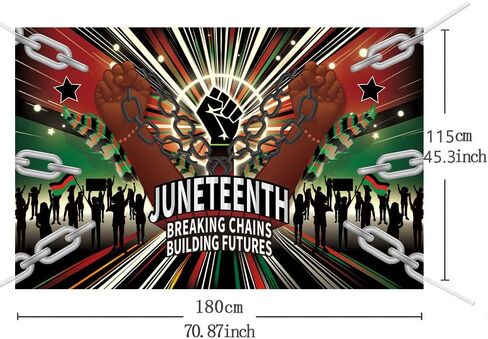 لافتة ديكورات Juneteenth - لافتة Happy Juneteenth مقاس 118 بوصة × 19 بوصة، لافتة ديكورات حفلات Juneteenth لديكور المنزل Juneteenth in Saudi Arabia