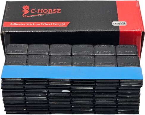 C-HORSE Stick On Wheel Weights - 0.50-Ounce, Blue Adhesive Tape - Professional Quality Tire Balancer Stickers - Durable Car, Vehicle, Automobile Accessories, Parts (Grey, 1 Box) in Kuwait