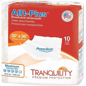 وسادات داخلية قابلة للتنفس من ترانكويليتي AIR-Plus، مقاس 76.2 سم × 91.44 سم، عبوة من 10 قطع، بيضاء