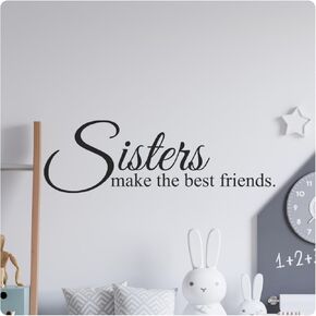 ماي فينيل ستوري - Sisters Make The Best Friends- ملصقات حائط لغرفة النوم والعائلة والحضانة ملصق اقتباس اقتباس من الفينيل ديكور العائلة قابل للازالة لغرفة المنزل 32 × 10 انش