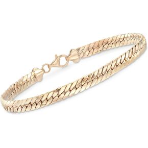 Ross-Simons 18kt Yellow Gold Over Sterling Silver Flat Cuban-Link Bracelet