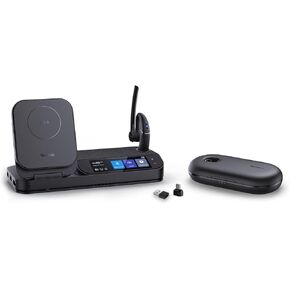 سماعة رأس بلوتوث Yealink BH71 Workstation Pro للهاتف المكتبي والكمبيوتر والهاتف المحمول والعمل مع فرق (معتمدة) تكبير وحقيبة شحن ووسادة شحن لاسلكية ومكبر صوت ومحور USB 3.0 وشاشة لمس 3 بوصة