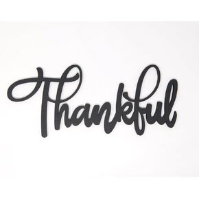 لافتة مقطوعة بكلمة فنية خشبية ثلاثية الأبعاد من Thanksgiving (12x4.5 بوصة)، ديكور حائط أسود غير لامع