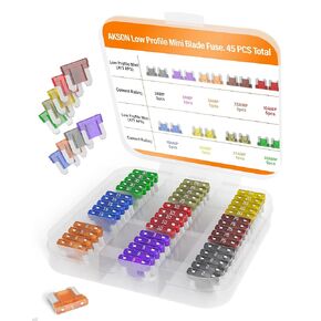 Low Profile Mini/APS، مجموعة متنوعة من مصهر ATT/السيارة، 45 قطعة، مصهر شفرة للسيارات، 9 تقييمات تيار من 2 أمبير إلى 30 أمبير، 58 فولت