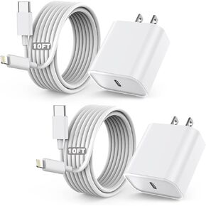 شاحن iPhone شحن سريع، 【معتمد من Apple MFi】عبوة من قطعتين محول كتلة شاحن Apple سريع من النوع C بطول 6 أقدام USB-C إلى كابل Lightning لهاتف iPhone 14/13/13 Pro/12/12 Pro/12 Pro Max/11/Xs Max/XR/ X/SE، آيباد، إيربودز in Kuwait