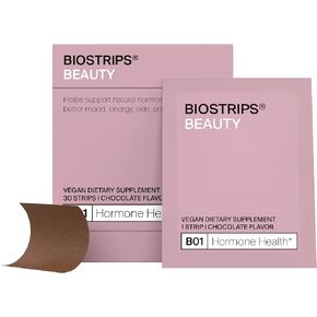 BIOSTRIPS هرمون الصحة - مكمل توازن الهرمونات - يدعم التوازن الهرموني لتحسين النوم والطاقة والبشرة والشعر - شرائط الهرمونات مع باناكس الجينسنغ والسونثيانين وفيتكس-فاك وجذور الماكا