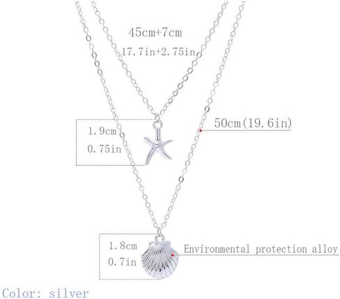 Yalice Layered Starfish Necklace Chain Boho Shell Pendant Necklaces Beach Surfer Costume Jewelry for Women in Kuwait