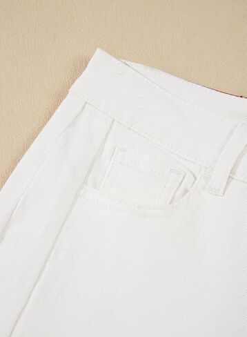 Sidefeel Women's Capri Jeans High Waisted Wide Leg Stretchy Raw Hem Side Seam Denim Pants in Kuwait