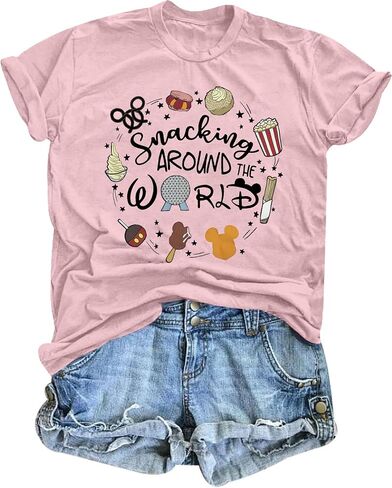 Happiest Mama On Earth Shirt: Women Funny Magic Kingdom Mom Shirts Castle Graphic Tees Family Vacation Short Sleeve Tops in Kuwait