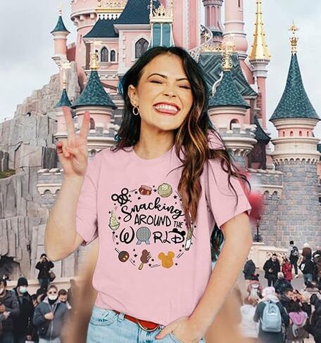 Happiest Mama On Earth Shirt: Women Funny Magic Kingdom Mom Shirts Castle Graphic Tees Family Vacation Short Sleeve Tops in Kuwait