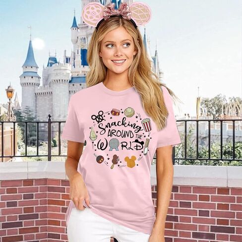 Happiest Mama On Earth Shirt: Women Funny Magic Kingdom Mom Shirts Castle Graphic Tees Family Vacation Short Sleeve Tops in Kuwait