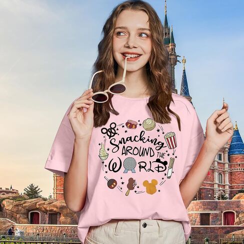 Happiest Mama On Earth Shirt: Women Funny Magic Kingdom Mom Shirts Castle Graphic Tees Family Vacation Short Sleeve Tops in Kuwait