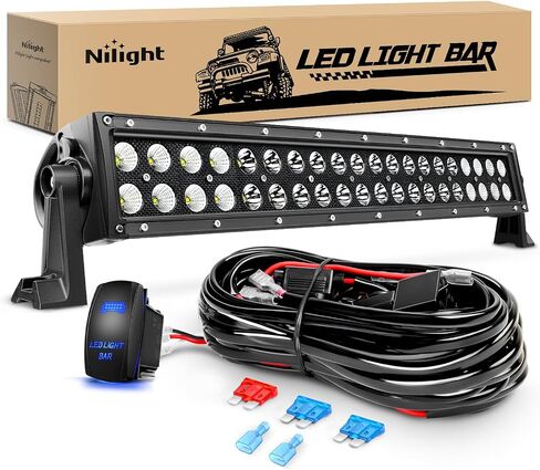 Nilight - NI07B-120W 22 بوصة 120 واط LED شريط إضاءة فيضان بقعة كومبو أضواء القيادة مصباح الضباب على الطرق الوعرة أضواء LED لسيارات الدفع الرباعي ATV Truck 4x4 Boat، ضمان لمدة عامين in Saudi Arabia