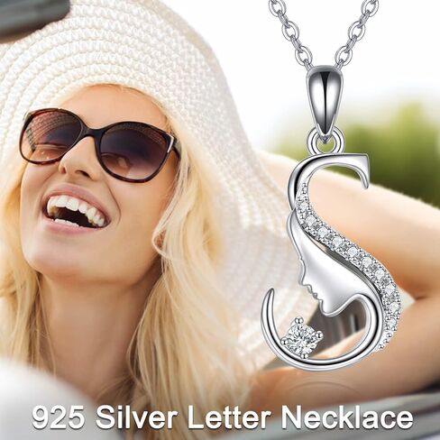 YAFEINI Initial Letter Pendant Necklace for Women Alphabet A-Z 925 Sterling Silver Jewelry Gifts in Kuwait