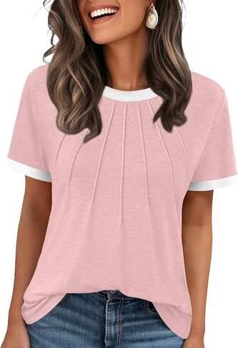 AUTOMET Womens Shirts Short Sleeve Tops Business Casual Tee Spring Summer Clothes Trendy Fashion Dressy Blouses Outfits 2025 in Kuwait