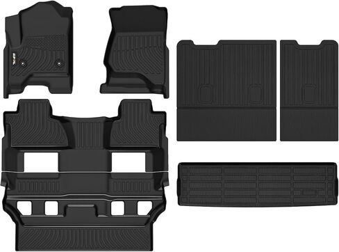 AIPOIL® Floor Mats & Cargo Liner & Seatback Cargo Set for 2025 2024-2021 Chevrolet Chevy Tahoe & GMC Yukon (8 Seater) (Not fit XL) All Weather Protection TPE Car Full Set Car Mats Accessories -Black in Kuwait