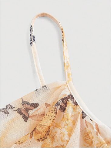 Verdusa Women's Butterfly Print Ruched Bodycon Dress Ruched Backless Cami Maxi Dress in Kuwait