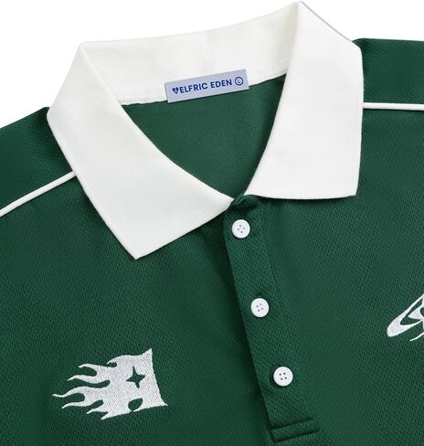 تيشيرت بولو Aelfric Eden Vintage Patchwork Polo بأكمام قصيرة وأزرار سفلية كبيرة الحجم in Kuwait