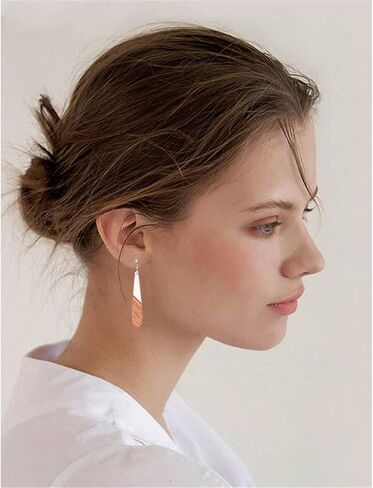 ONLYJUMP Natural Wood Resin Bar Dangle Earrings for Women Boho Earrings Statement Earrings Geometric Bar Wooden Earrings in Kuwait