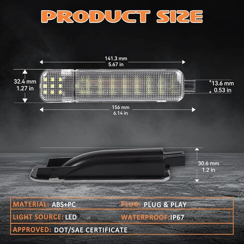 LED Interior Door Panel Light Compatible with 1997-2007 Chevy GMC C/K Series 1500 2500 3500 Pickup, Side Door Lights Courtesy Warning Lights, Smoked lens White Red in Kuwait