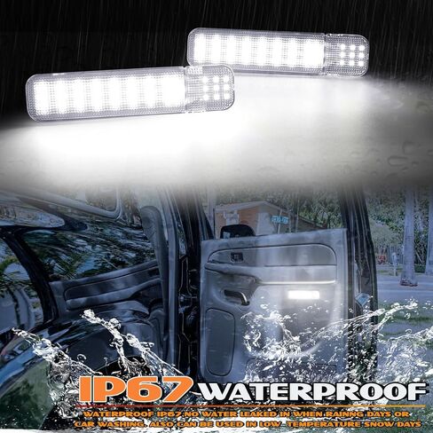 LED Interior Door Panel Light Compatible with 1997-2007 Chevy GMC C/K Series 1500 2500 3500 Pickup, Side Door Lights Courtesy Warning Lights, Smoked lens White Red in Kuwait