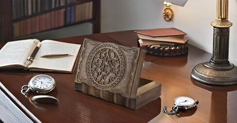 Great Birthday Gift Handmade Decorative Wooden Jewelry Box Tree Of Life Carving Jewelry Organizer Keepsake Box Treasure Chest Trinket Holder Watch Box Storage Lock Box 9 x 6 Inch Housewarming Gift in Saudi Arabia