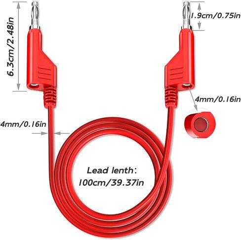 Goupchn 4mm Stackable Banana to Banana Plug Test Leads with 10PCS Full Insulated Copper Alligator Crocodile Clips for Multimeter Electrical Testing 5 Colors in Kuwait