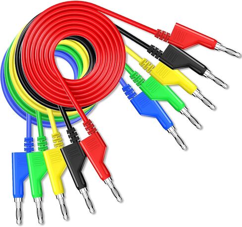 Goupchn 4mm Stackable Banana to Banana Plug Test Leads with 10PCS Full Insulated Copper Alligator Crocodile Clips for Multimeter Electrical Testing 5 Colors in Kuwait