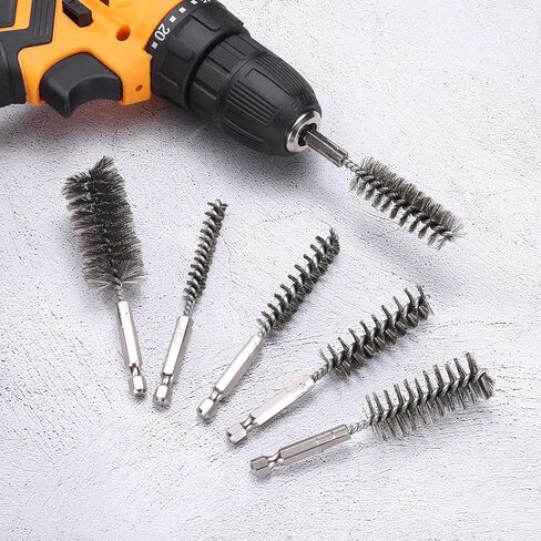 HARFINGTON 5Pcs 304 Stainless Steel Bore Brush 10mm Dia 4" Long Cleaning Twisted Wire Brush with Handle 1/4" Hex Shank for Tubes, Ports, Bearings in Saudi Arabia