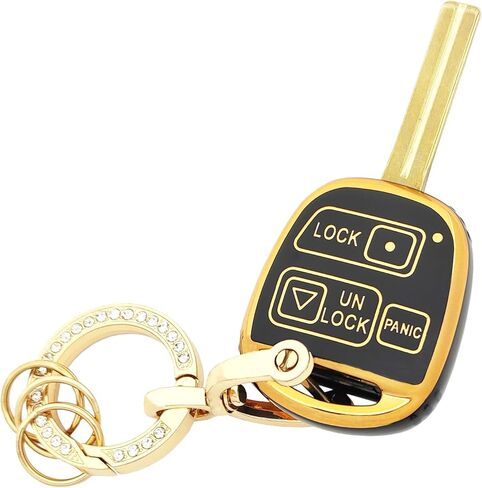 غطاء مفتاح فوب لكزس مع سلسلة مفاتيح السيارة حامي القضية متوافق مع لكزس ES GS GX هو LS LX RX SC GX470 LX470 ES300 ES330 IS300 IS330 ls430 GS330 GS300 RX300 RX330 RX350 RX400h (أبيض) in Kuwait
