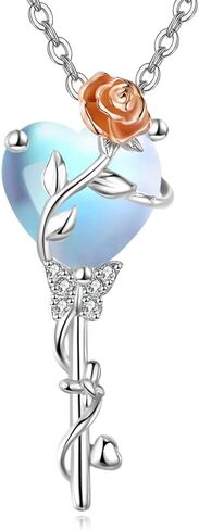 AOBOCO Moonstone Butterfly Necklace/Infinity Necklace for Women 925 Sterling Silver Butterfly Rose Necklace Filigree Pendant Necklace Birthday Valentines Day Moonstone Jewelry Gifts for Women Girls in Saudi Arabia