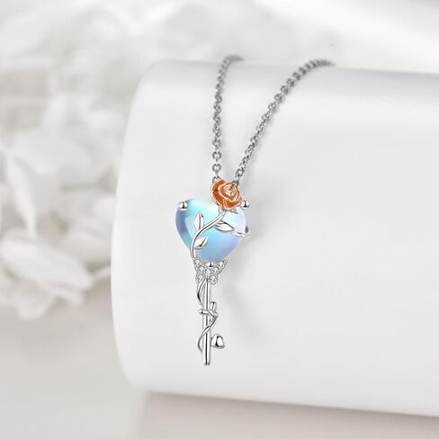AOBOCO Moonstone Butterfly Necklace/Infinity Necklace for Women 925 Sterling Silver Butterfly Rose Necklace Filigree Pendant Necklace Birthday Valentines Day Moonstone Jewelry Gifts for Women Girls in Saudi Arabia