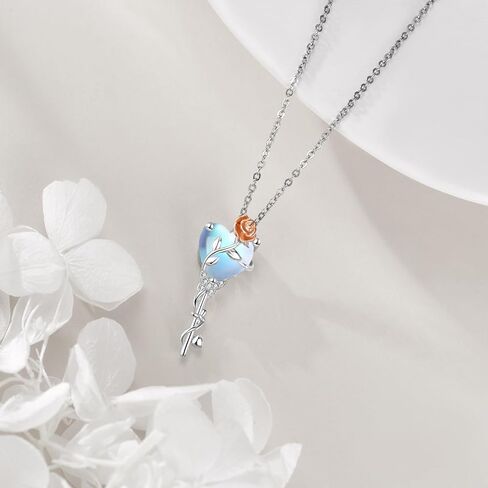 AOBOCO Moonstone Butterfly Necklace/Infinity Necklace for Women 925 Sterling Silver Butterfly Rose Necklace Filigree Pendant Necklace Birthday Valentines Day Moonstone Jewelry Gifts for Women Girls in Saudi Arabia
