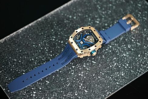 TSAR BOMBA Automatic Watch for Men, 50M Waterproof Tonneau Mens Watches, Luxury Mechanical Skeleton Analog Watches, Silicone Watch Bands Black Watch, Christmas Gifts for Men in Kuwait