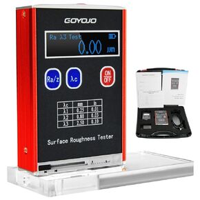 جهاز اختبار خشونة السطح من GOYOJO، مقياس الخشونة المحمول 4 معلمات اختبار Ra/Rq 0.05~15.0μm Rz/Rt 0.1~50.0μm مع كتلة وقوس معايرة قياسي