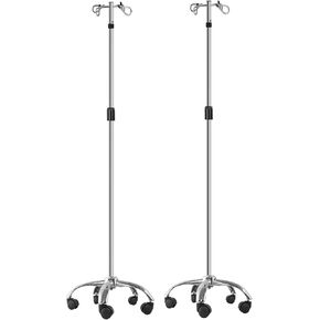 أقطاب IV بعجلات وحوامل IV وخطافين و5 أرجل وقاعدة دوارة من الفولاذ المقاوم للصدأ شديد التحمل، وارتفاع قابل للتعديل in Kuwait