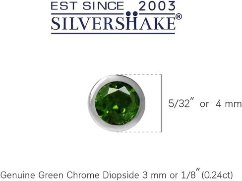 Silvershake 3 مللي متر اضافية صغيرتي جوهرة الأحجار الكريمة 925 فضة ثقب صغير وأقراط مجوهرات للنساء للجنسين in Kuwait