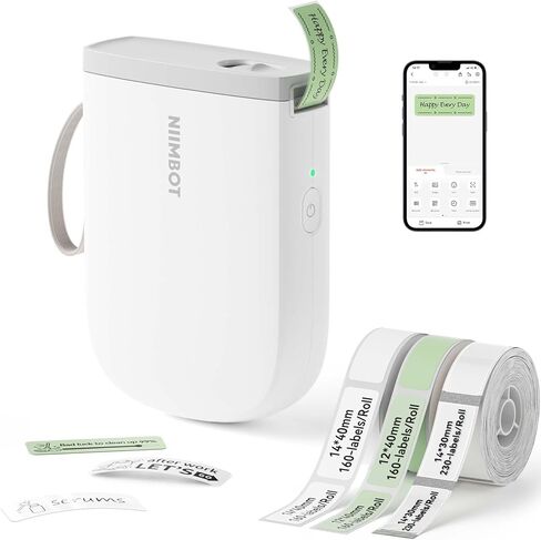 آلة صنع الملصقات NIIMBOT D11_H مع شريط، طابعة ملصقات بلوتوث 300 ديسيبل متوحد الخواص، طابعة حرارية محمولة، صانع ملصقات لتنظيم المنزل والمكتب والمدرسة، أبيض in Kuwait