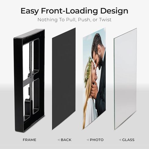 Mantello Clear Acrylic Frame - 5x7 Acrylic Picture Frame - Modern, Minimalist Front-Loading Photo Frame - Wall Mount or Desktop Stand - for Home, Office, or Business Display, 6 Pack in Kuwait