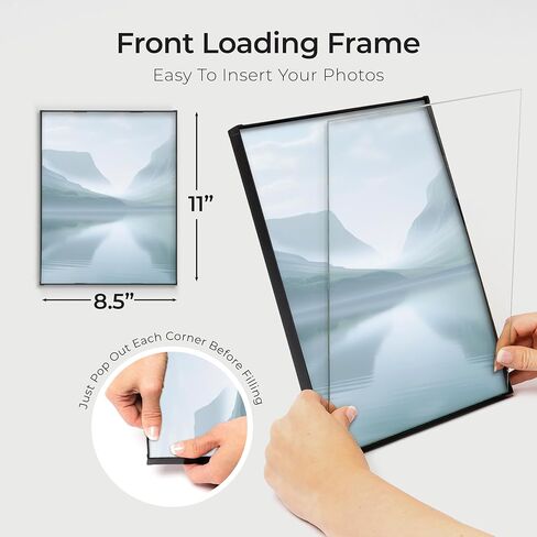 Mantello Clear Acrylic Frame - 5x7 Acrylic Picture Frame - Modern, Minimalist Front-Loading Photo Frame - Wall Mount or Desktop Stand - for Home, Office, or Business Display, 6 Pack in Kuwait