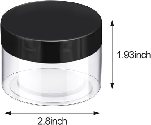 6 Pack Clear Container with Lids Small Plastic Pot Jars Wide Mouth Round Leak Proof Plastic Container Jars with Lid for Travel Storage, Eye Shadow, Nails, Paint, Jewelry (1 oz, Black) in Saudi Arabia