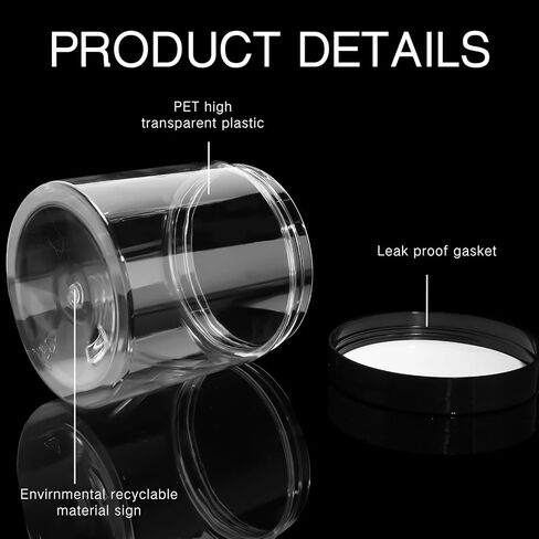 6 Pack Clear Container with Lids Small Plastic Pot Jars Wide Mouth Round Leak Proof Plastic Container Jars with Lid for Travel Storage, Eye Shadow, Nails, Paint, Jewelry (1 oz, Black) in Saudi Arabia