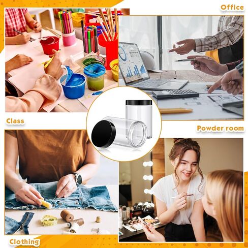 6 Pack Clear Container with Lids Small Plastic Pot Jars Wide Mouth Round Leak Proof Plastic Container Jars with Lid for Travel Storage, Eye Shadow, Nails, Paint, Jewelry (1 oz, Black) in Saudi Arabia