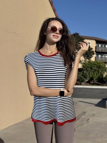 Zeagoo Short Sleeve Sweater for Women Knit Going Out Fashion Sweater Loose Fitting Tops for Women in Kuwait