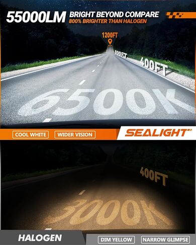 مصابيح الضباب SEALIGHT X4I 9005 H11، 88000LM فائقة السطوع 9005 H11 Powersport Combo مع مصابيح مروحة التبريد، غير قطبية، حزمة من 2 in Kuwait
