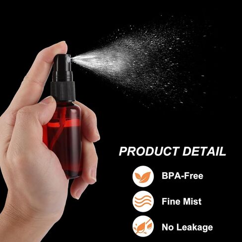 60 Pcs 2 oz Amber Spray Bottles with Sticker and Funnel, Anti-UV Empty Fine Mist Mini Plastic Spray Bottles, Refillable Small Spray Bottle for Essential Oils and Various Liquids in Kuwait