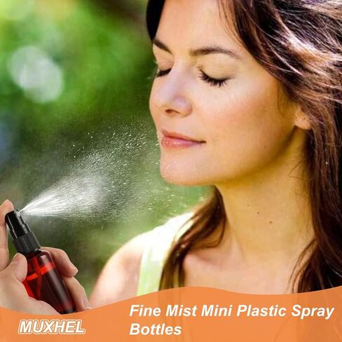 60 Pcs 2 oz Amber Spray Bottles with Sticker and Funnel, Anti-UV Empty Fine Mist Mini Plastic Spray Bottles, Refillable Small Spray Bottle for Essential Oils and Various Liquids in Kuwait